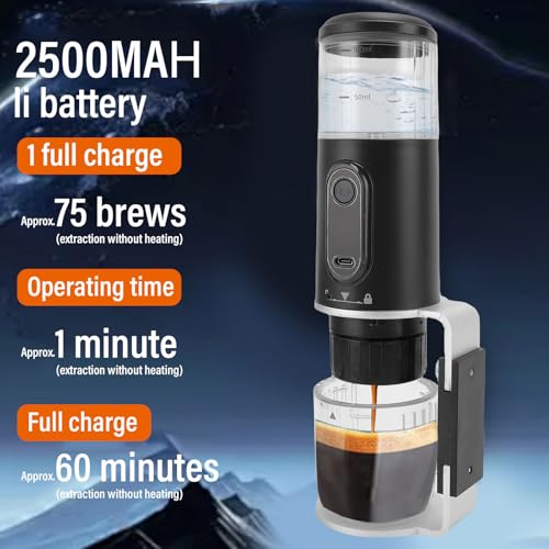 Cafetera portátil con batería recargable 3300 cc miniatura 2