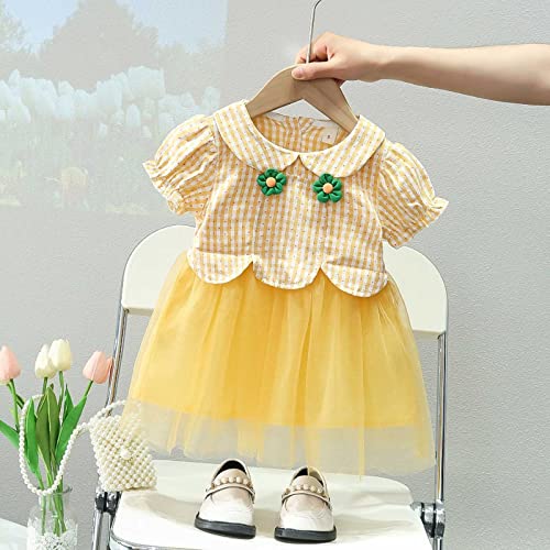 Moda de verão novo vestido de princesa com lapela de malha de lapela vestido de princesa roupas de p