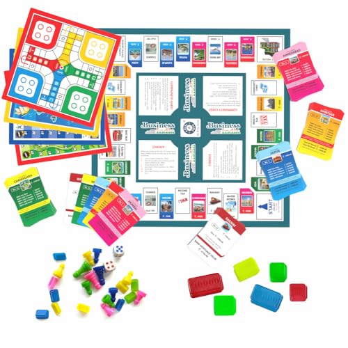 Image of Aditi Toys Business Game, 5 in 1 Board Game with Plastic Coins for Kids 3+ & Adults, Includes Business, Ludo, Snakes & Ladder, Cricket & Treasure Island Family Game, Perfect Return Gift, BIS Approved