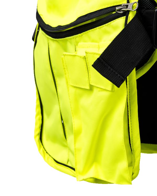 Zaino trisacca Gilet da Caccia Trio PRO, Fuzione Gilet, Zaino e Trisacca, Tasche Capienti e Multifunzionali, Verde e Giallo Fluo