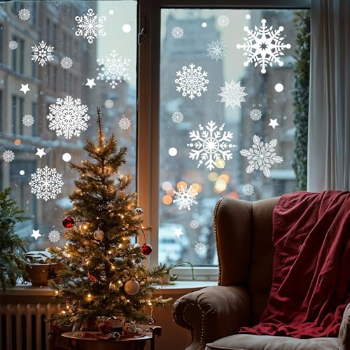 AHEONLAR Stickers Navideños de Copos de Nieve 142 Unidades miniatura 7
