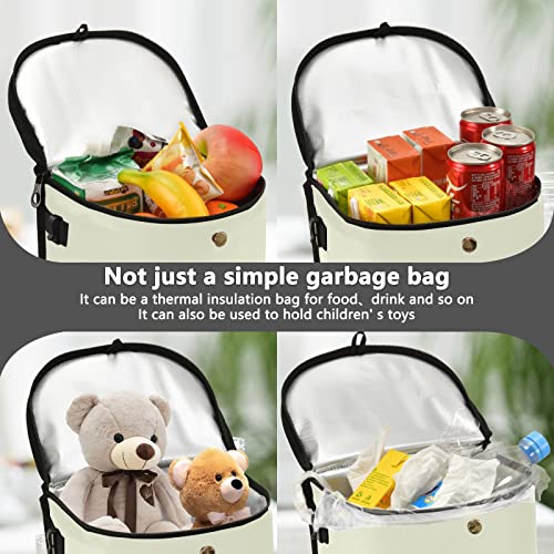 Image of Wudan Small Car Trash Can Beige Accessories for Garbage Storage Organizer with Lid Waterproof Portable Auto and Truck Interior Seat Bin