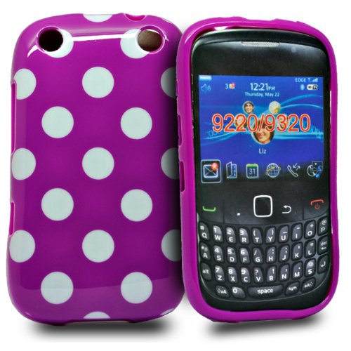Accessory Master Housse en gel silicone pour BlackBerry Curve 9320 Violet/Blanc Polka