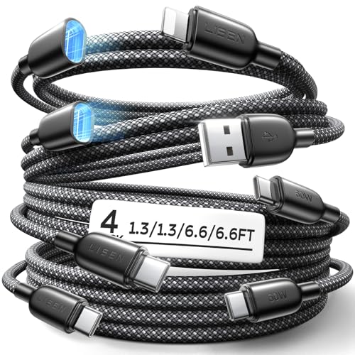 LISEN Lighting Fast 4 in 1 Charging Cable, 1 Kit [4-Pack] 2*USB C to ...