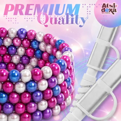 Image of 4-in-1 Beaded Charging Cable, MFi Certified, Works with CarPlay, 6.6FT 60W Fast Charger Cord for iPhone 17 /16 /15 /14 /13 /12 /11, iPad, Samsung, Android and More (Berry Galaxy)