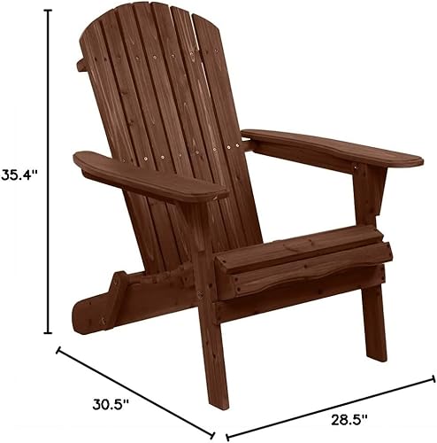 Miniatura 3 de VINGLI Silla Adirondack de madera, cómoda silla plegable para exteriores, resistente a la intemperie, para terraza, porche, patio trasero, jardín