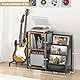Bikoney Plattenspieler Ständer, Gitarrenständer für Akustik, E-Gitarre, Bass mit Verstärkerständer, 3-stufiger Schallplatten Aufbewahrung für bis zu 200 Alben, Plattenspieler-Tisch für Lautsprecher