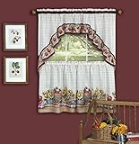 PowerSellerUSA 3-Piece Kitchen Curtain Set, Window Curtain Swag Valance, Farmhouse, Country House...