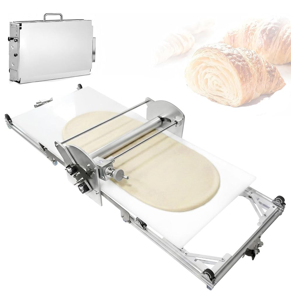 Sfogliatrice Elettrica Professionale in Acciaio Inox Piano in PE per Uso Alimentare Spessore Regolabile (2-30 mm) Sfogliatrice da Banco Pieghevole per Pasta di Zucchero e Croissant
