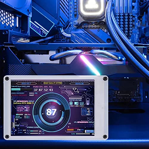 Image of ASHATA 3.5inch USB Mini Screen, Computer Temp Monitor, Dimmable Theme Editor PC CPU Data Monitor, PC Temperature Display for PC ARGB Computer Case Secondary Screen