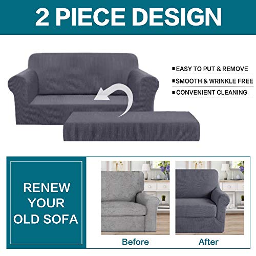 image for Turquoize Stretch Sofa Slipcover 2 Piece Loveseat Cover with Separate 