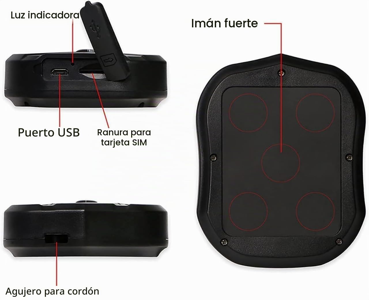 TK905 Localizador GPS Magnético 2G Oculto, Rastreador Antirrobo para Coche, Moto y Objetos, Seguimiento en Tiempo Real, Geocerca, Impermeable IP65, hasta 60 Días, Sin Suscripción