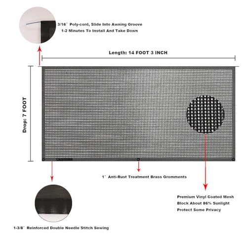 Image of RV Awning Mesh Sun Shade Screen for Motorhome Camper Trailer Sunshade