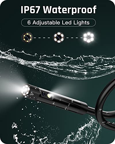 Dual Lens Endoscope, 1080P Hd Borescope Inspection Camera With Light, 4.5'' Lcd Screen Can Split Screen, 7.9Mm Ip67 Waterproof Scope Camera, 16.5Ft Semi-Rigid Cable, 32Gb Card #TOP6