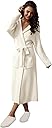 MH MYLUNE HOME Ultra Soft Robe With Pockets, Spa Bathrobe Loungewear Calf-Length, Plush Fuzzy Fluffy Wrap Robe for Women