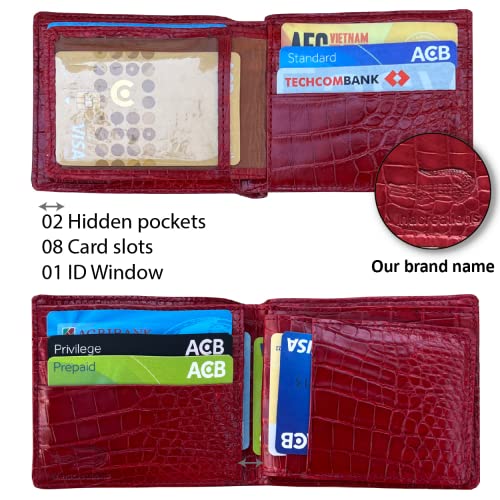 Image of HATA Men Leather Bifold Wallet RFID Blocking Front Pocket Exotic Billfold Handmade Gift For Birthday Wedding Anniversary Father's Day