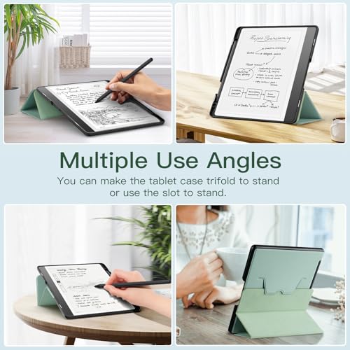 Image of MoKo Stand Case for Kindle Scribe (2024 /2022 Released) - Premium Leather Trifold Stand Cover with Pen Holder, Auto Sleep /Wake for 10.2 inch Amazon Kindle Scribe 2024 /2022, Agave Green