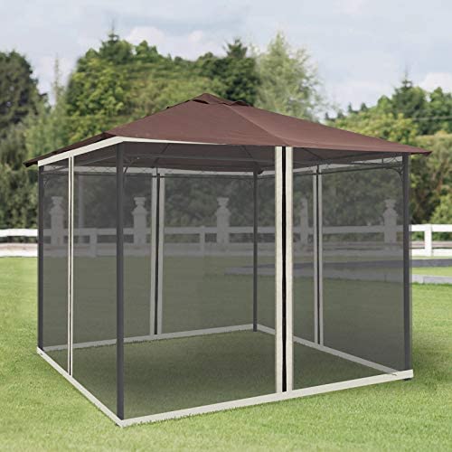 Red de malla de repuesto universal de 10 x 10 pies para kioscos de patio y tiendas de campaña con cremalleras, (solo pared lateral) beige, negro 2