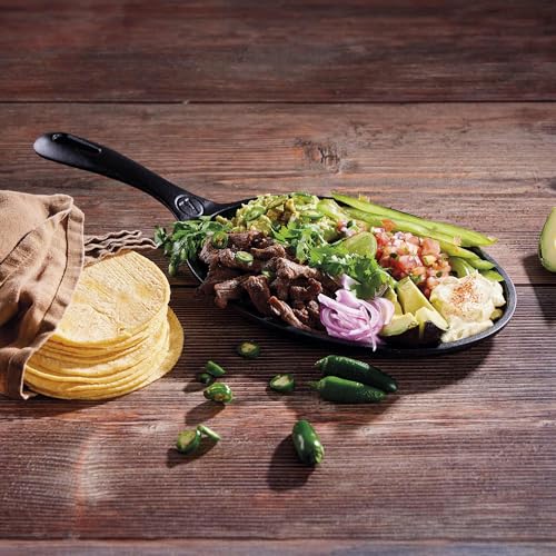 Victoria Fajita Skillet Griddle Pan Enameled Cast Iron Induction 25 x 18 cm, Suitable for Fire, Barbecue, Oven, Hob Ceramic, Gas, Cast Iron Skillet, Toxic Free Without PTFE or PFOA - Image 2