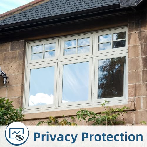 DUOFIRE One Way Window Film Privacy See Out Not in Heat Blocker Window Tint Reflective Mirror Windows Tinting Film for Home Static Cling Anti-UV Sun Blocking Windows Covering?Black,35.4x157.4in?