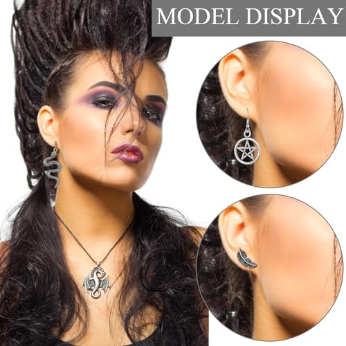 Yinkin 40 Pairs Goth Earrings Set Grunge Punk Rock Dangle Earring Gothic Y2k Jewelry Bat Cross Snake Skull Earrings for Women 5