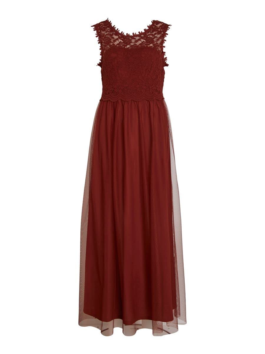 Vila Women's Vilynnea Maxi Dress-Noos, Fired Brick, 14