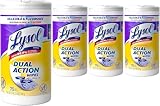Lysol Dual Action Disinfectant Wipes, Multi-Surface Antibacterial Scrubbing Wipes, Dorm Room Essentials, Citrus Scent, 75ct (Pack of 4), Packaging May Vary