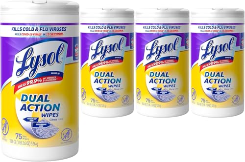 Lysol Dual Action Disinfectant Wipes, Multi-Surface Antibacterial Scrubbing Wipes, Dorm