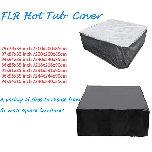 FLR 79”L x 79”D x 33”H Hot Tub Cover Outdoor SPA Covers Swimming Pool Waterproof Dust Proof Cover (96x96x35 inch, Black) - Image 4