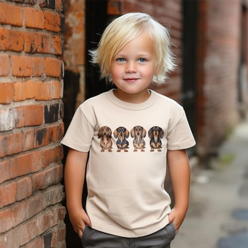 Dachshund Dogs In A Row Shirt - Cute Wiener Weenie Sausage Dog Outfit - Cute Girls & Boys Natural Toddler Youth Graphic Tee4