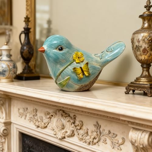 Figurita decorativa de pájaro de resina azul 4.3 pulgadas miniatura 6