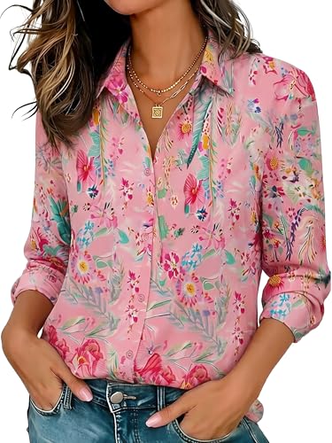 Image of Soft Wrinkle-Free Button Down Stretch Shirts for Women, Breathable Moisture-Wicking Casual Work Dress Tops