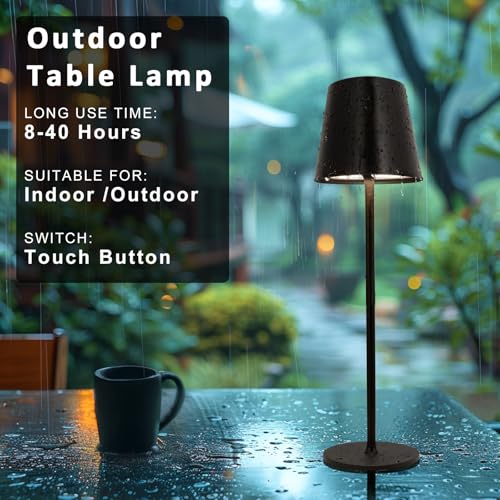 Image of Kakanuo Cordless Table Lamps Pack of 4, Portable LED Battery Operated Lamp, Wireless Rechargeable Lamp, 3 Color Stepless Table Lamp for Restaurant, Bar, Party, Camping and Bedroom - Black