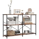 HOMCOM Scaffale Libreria dal Design Industriale con 3 Ripiani, Scaffalatura in Pannelli Truciolari e Telaio in Metallo, 120 x 30 x 76 cm