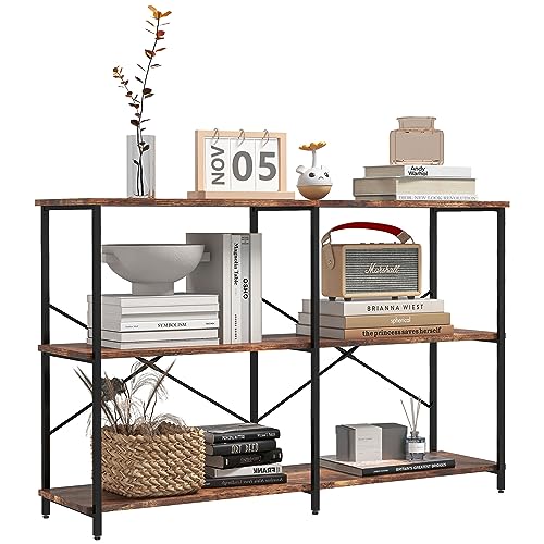 HOMCOM 3-Tier Industrial Style Shelf Metal Frame Smooth Shelves Adjustable Feet Home Office Display...