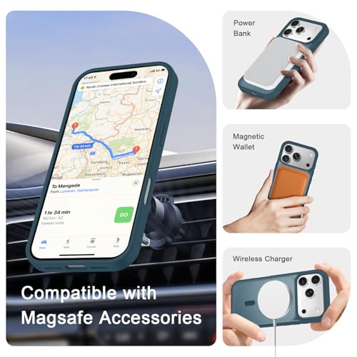 Image of YENAPOON for iPhone 17 Pro Max Case, Matte Magnetic Phone Cover [with 1 Screen Protector] [Support for MagSafe] [Shockproof Military Grade Protection] Translucent Frosted Back, Lavender Gray
