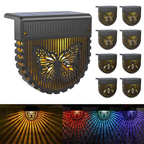 OxyLED Solarlampen für Außen 8 Stück Gartendeko LED Solar Gartenleuchte 2 Modi Wasserdichte Plastik Deko Garten für Balkon Terrasse Einfahrt Stufen und Treppen Warmweiß und RGB Farbwechselnde Cover