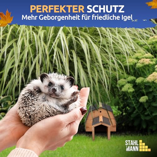 STAHLMANN® Igelhaus Winterfest[Made IN EU ] – Premium Igelfutterhaus (Made in Europe) – Hochwertiges Igelhaus & Schlafhaus – Igelhotel, Futterhaus & Igelhöhle