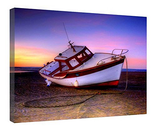 Bateau au coucher du soleil toile encadrée pour l'ambiance zen du salon