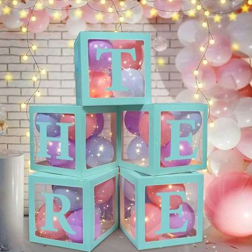 Shopperskart Three balloon box for 3rd birthday decoration items Decorative Transparent Three Letters Balloon Boxes is perfect for boys girls | baby shower decoration Kit | Free 15Pcs Balloons