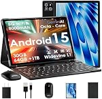 2026 tablette 10 inch Android 15 Comprimé avec clavier 30GB RAM + 64GB ROM (Élargir 1TB ) IPS Affichage du processeur Octa-Core 8000mAh WiFi BT 5.0 w Gémeaux AI, Déverrouillage du visage, écran partagé, miroir d'écran