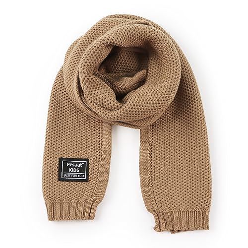 Image of PESAAT Kids Winter Infinity Scarf Knit Cotton Toddler Boy Girls Scarves