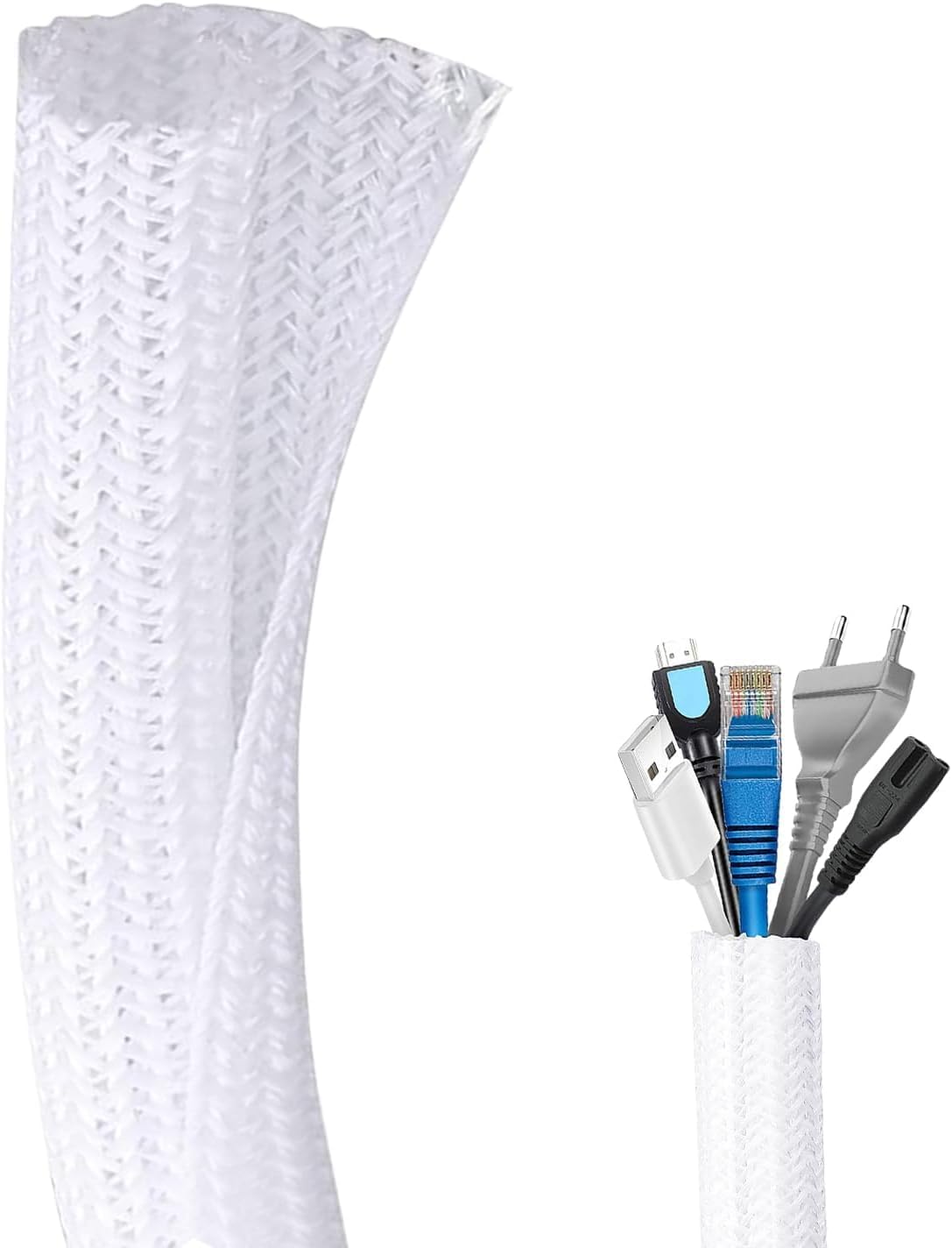 Flintronic 10ft - 1 inch Cord Protector, Wire Loom Tubing, Cable Sleeve Split Sleeving, Cable Tidy Sleeve, Protect Pets From Chewing Cords For USB Cable Power Cord Audio Video Cable for Home,Office