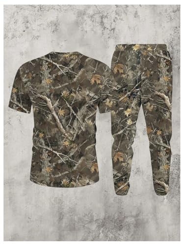 SOLY HUX Men's Camo Print Outfits Short Sleeve T Shirt and Jogger Pants Outdoor 2 Piece Set2