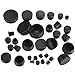 TecUnite 60 Pieces Mixed Sizes Black Round Plastic Plugs, Glide Insert End Caps for Chair Table Stool Leg, Tube Pipe Hole Plug Assortment