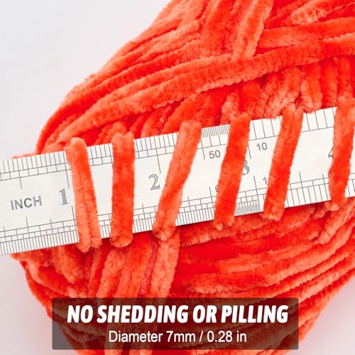 Image of Soft Velvet Chenille Yarn for Crocheting, Super Bulky Yarn for Blankets