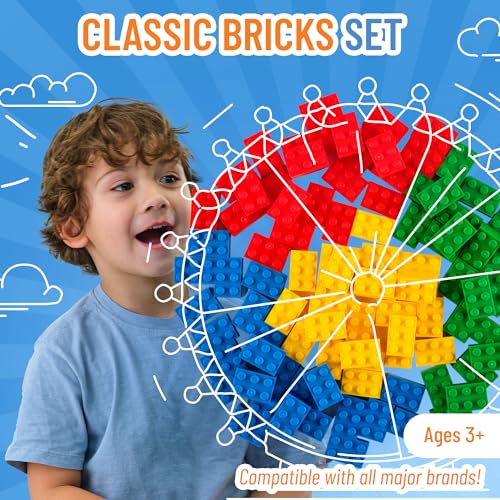 Image of Strictly Briks Classic Briks Building Starter Kit - 100% Compatible with All Major Brick Brands - 2x3, 4 Colors, 96 Pieces