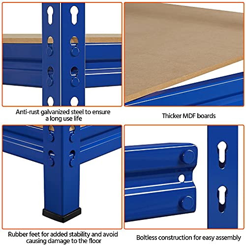 Yaheetech Garage Storage Shelves 4-Tire Heavy Duty Shelving Units for Workshop/Home,320kg Per Shelf,112 x 60 x 150cm, Blue - Image 5