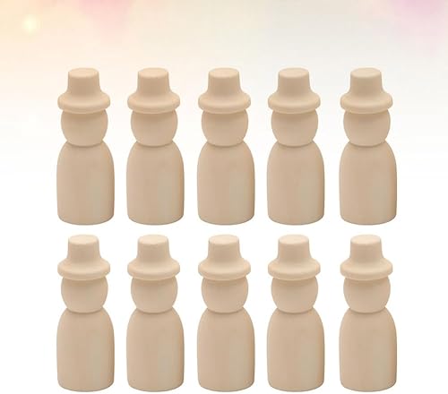 Miniatura 7 de PRETYZOOM Figuras de madera para pintar muñecas de madera sin terminar con sombreros, 2.6 in, proyectos de arte de manualidades, decoraciones para