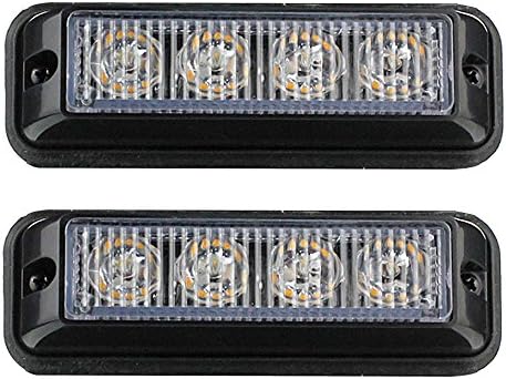 Lozom 2PCS Universal 4-LED Yellow 2-Flashing Mode Car Truck Warning Caution Emergency Construction Strobe Light Bar (Yellow)